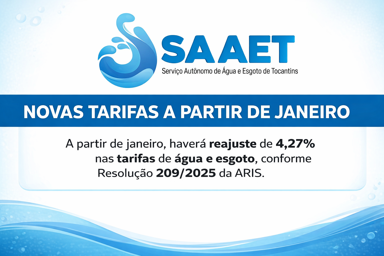 NOVAS TARIFAS A PARTIR DE JANEIRO